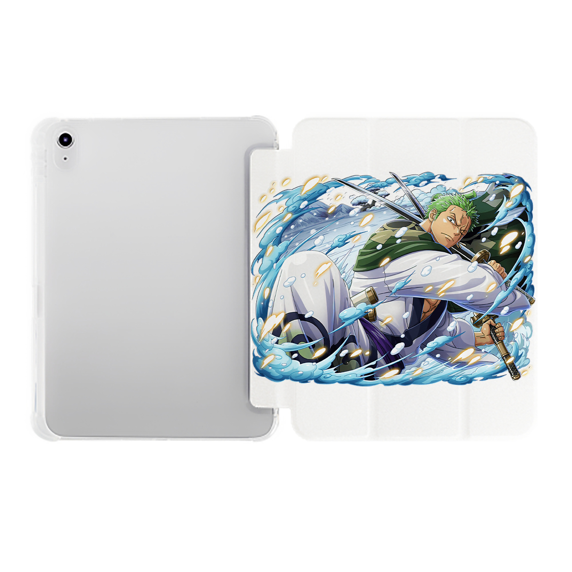 （画像用） ワンピース ロロノア・ゾロ ONE PIECE Roronoa Zoro IPad ケース ペン収納付き 三つ折りスタンド PUレザー×シリコン 対応機種9.5/10.5/10.9インチ